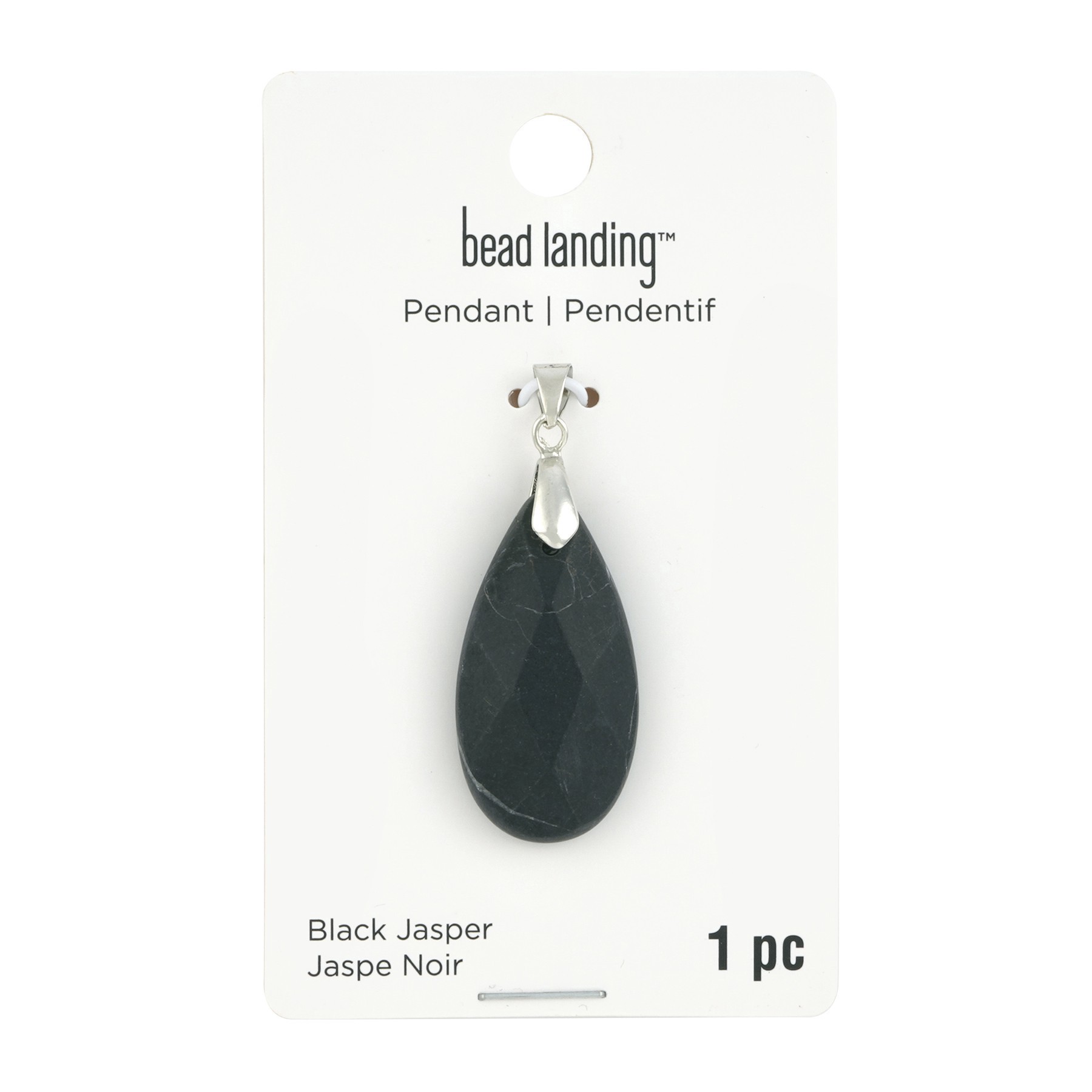 slide 2 of 3, Black Jasper Teardrop Pendant By Bead Landing, 18mm x 35mm