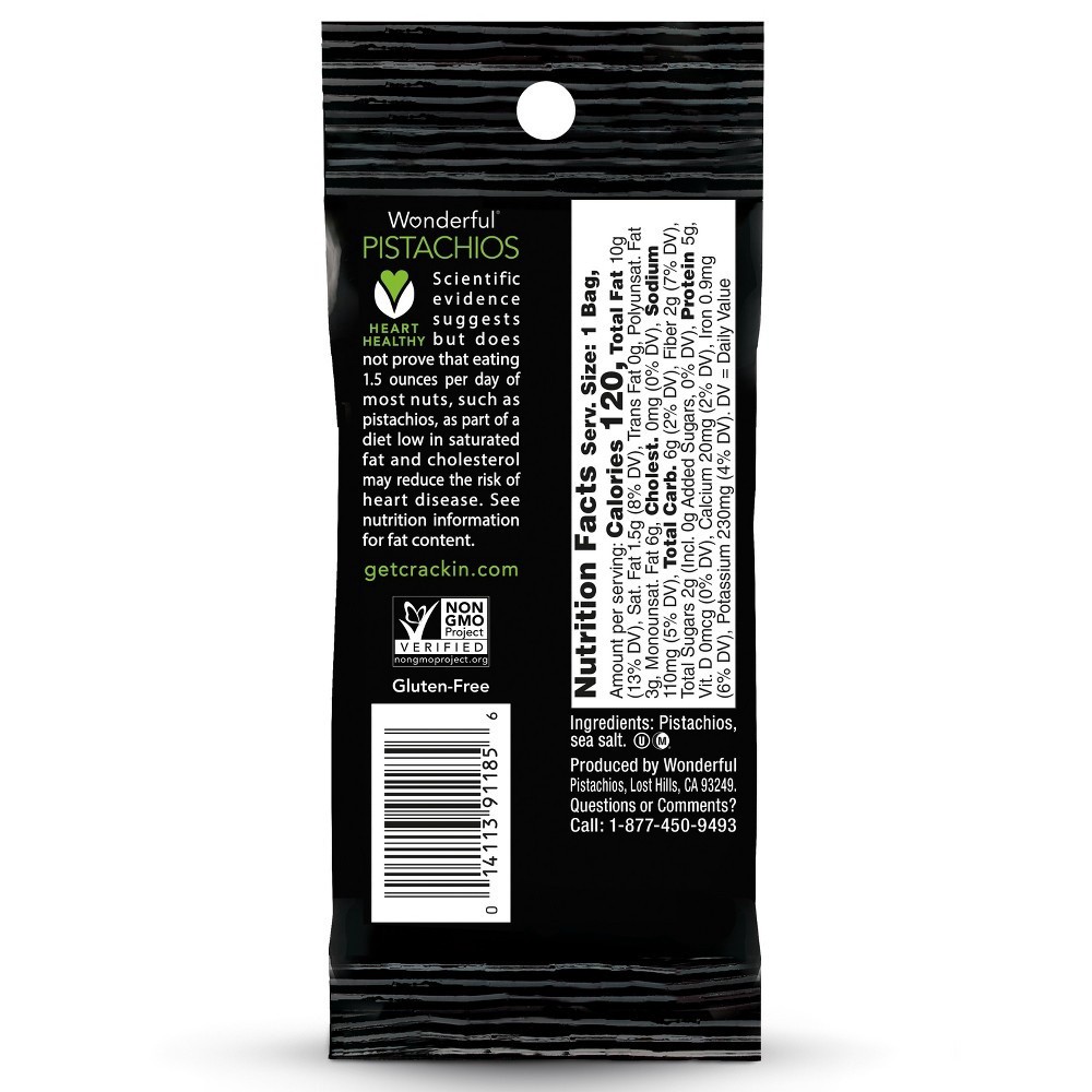 slide 2 of 4, Wonderful Pistachios, In Shell Roasted & Salted Nuts, 1.5 Ounce Bags (Pack of 9), 225 gram