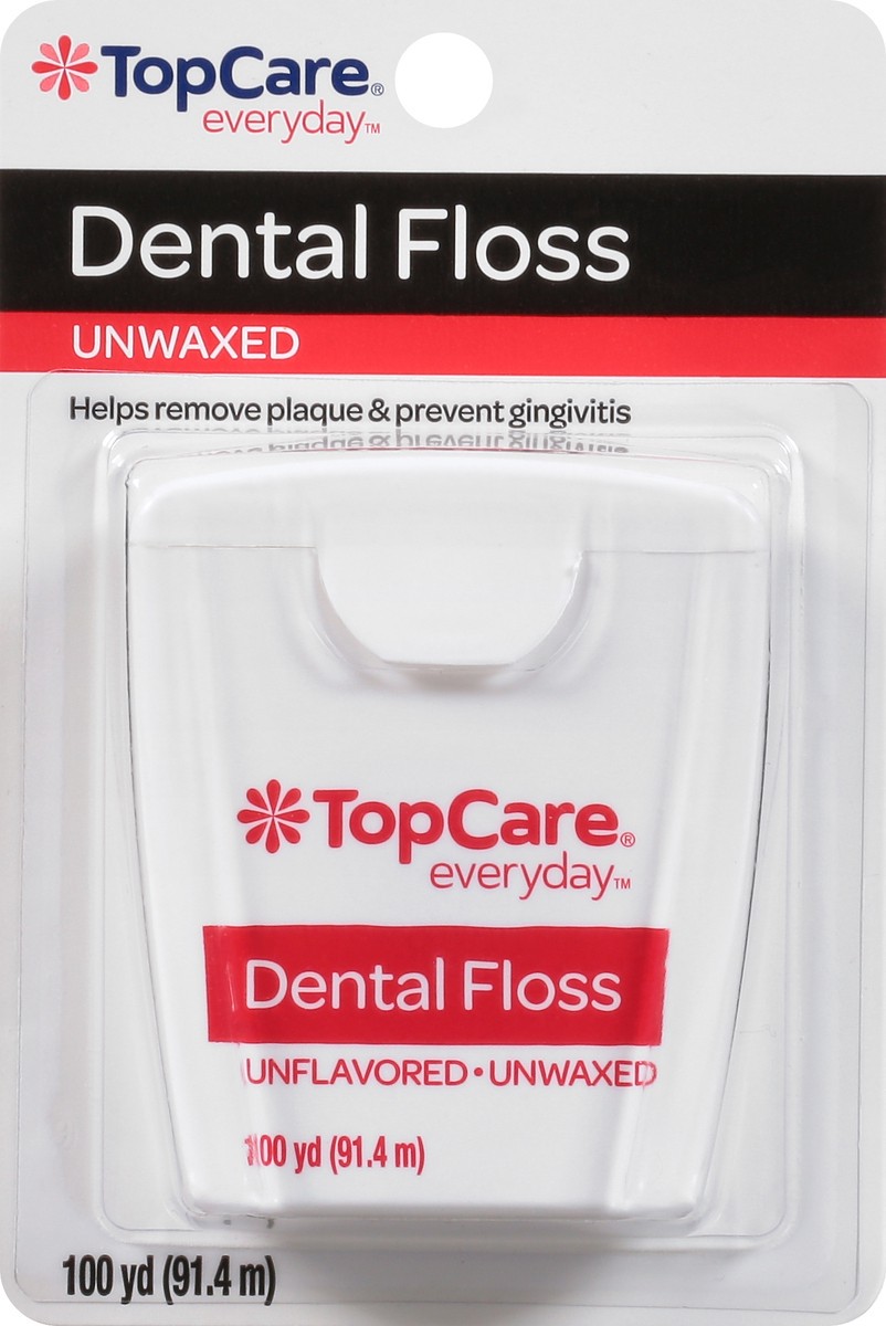 slide 6 of 9, TopCare Everyday Unflavored Unwaxed Dental Floss 1 ea, 100 yd