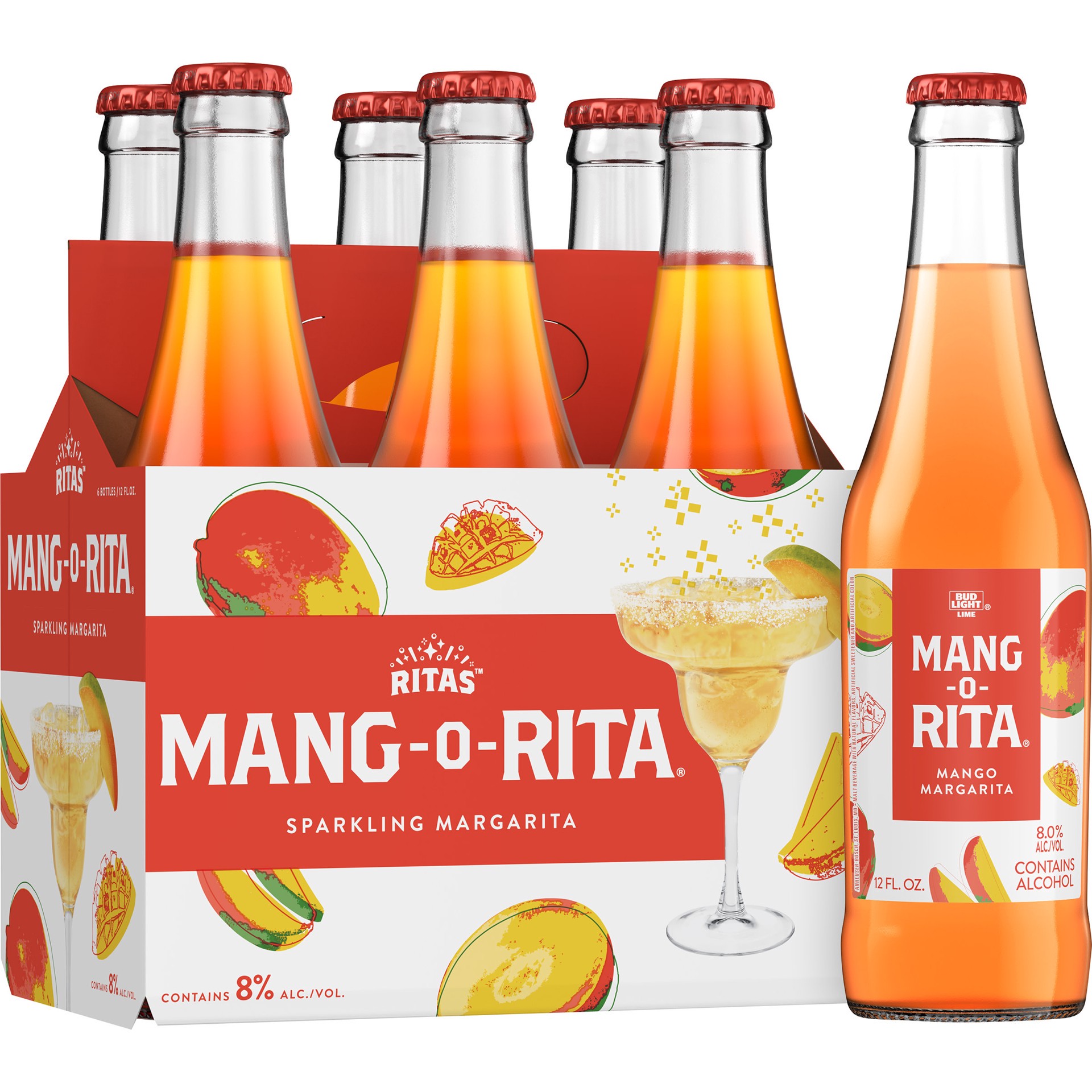 slide 3 of 3, RITAS™ Mang-O-Rita Sparkling Margarita, 6 Pack 12 fl. oz. Bottles, 6 ct