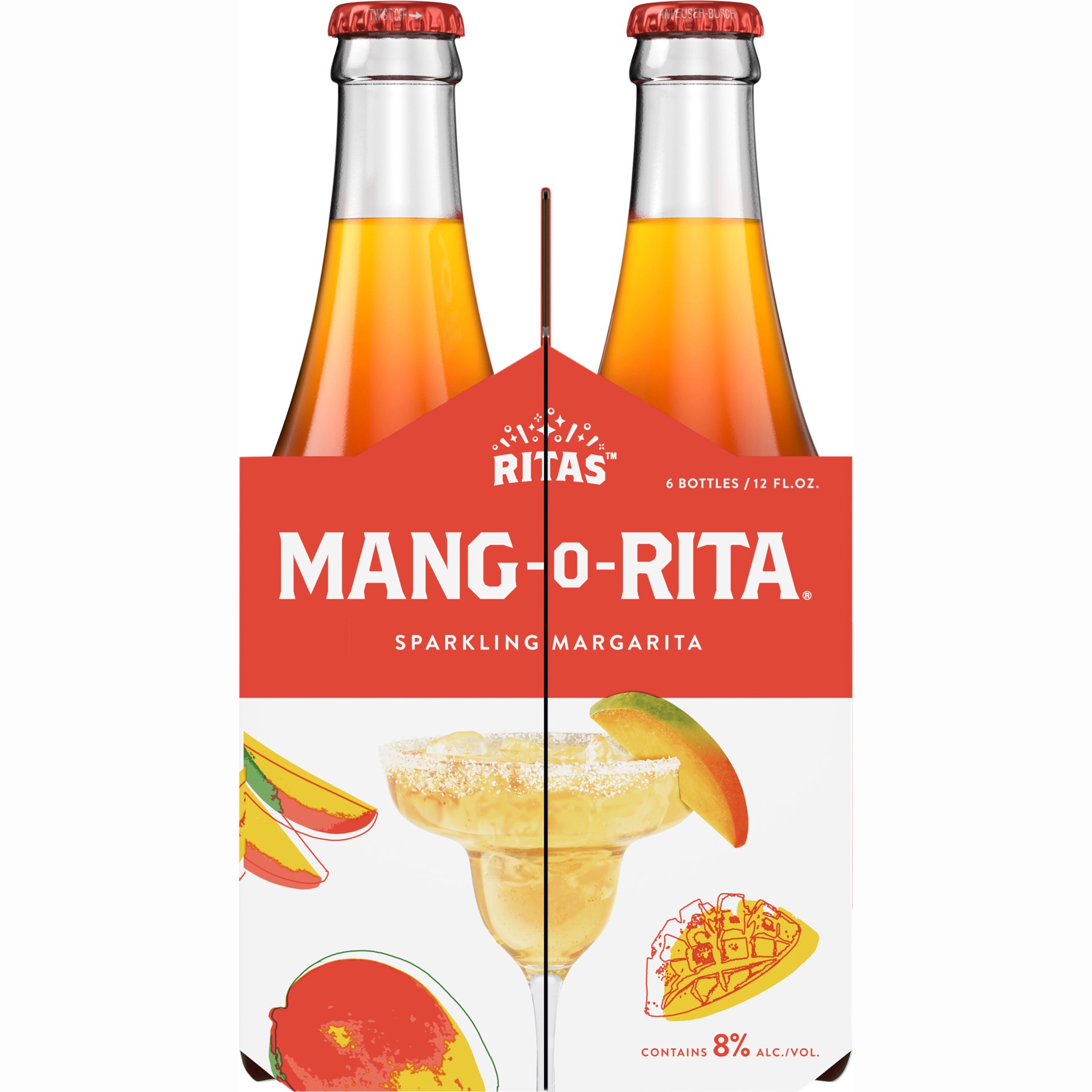 slide 1 of 3, RITAS™ Mang-O-Rita Sparkling Margarita, 6 Pack 12 fl. oz. Bottles, 6 ct