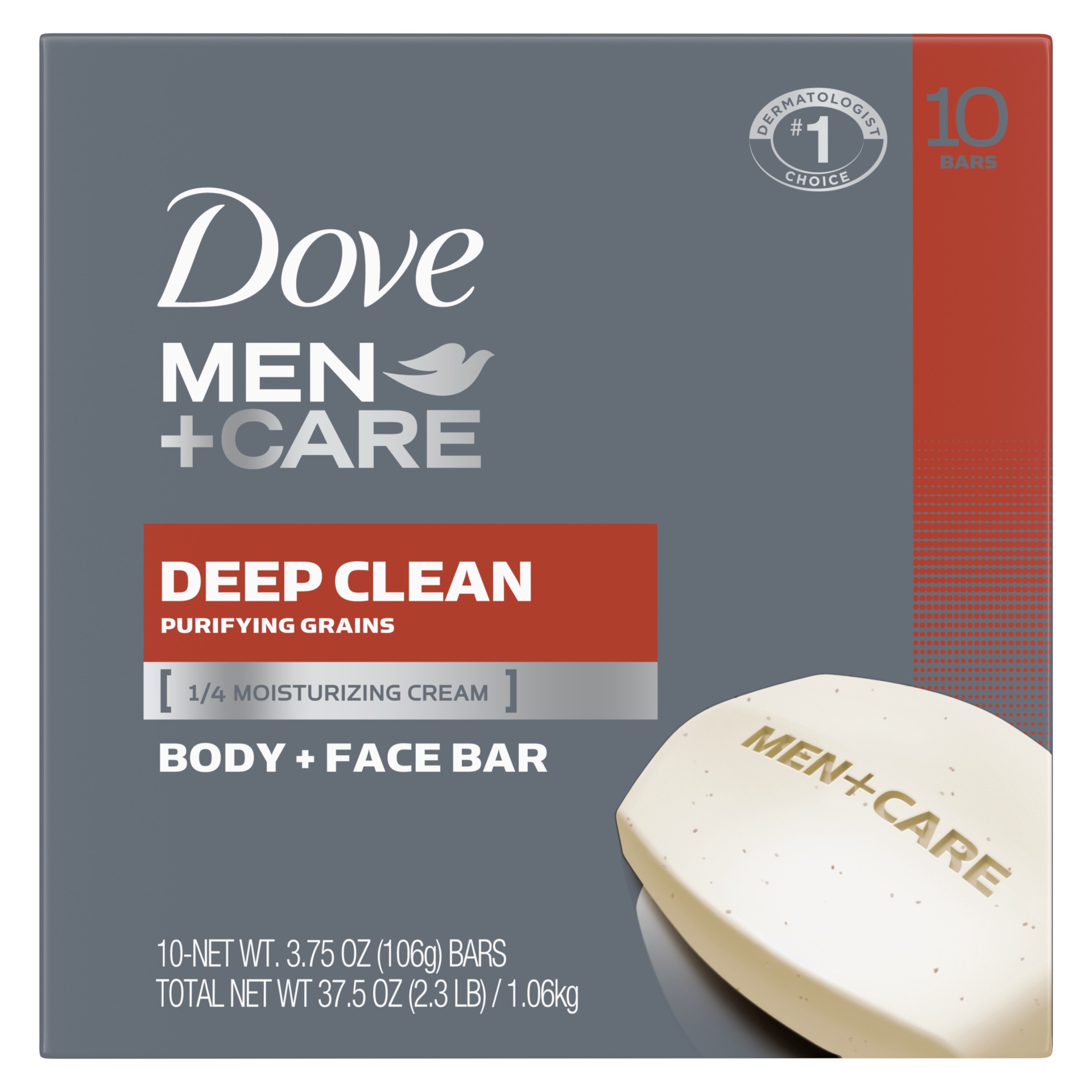 slide 1 of 2, Dove Men+Care Men's Bar Soap Deep Clean, 3.75 oz, 10 Bars , 3.75 oz