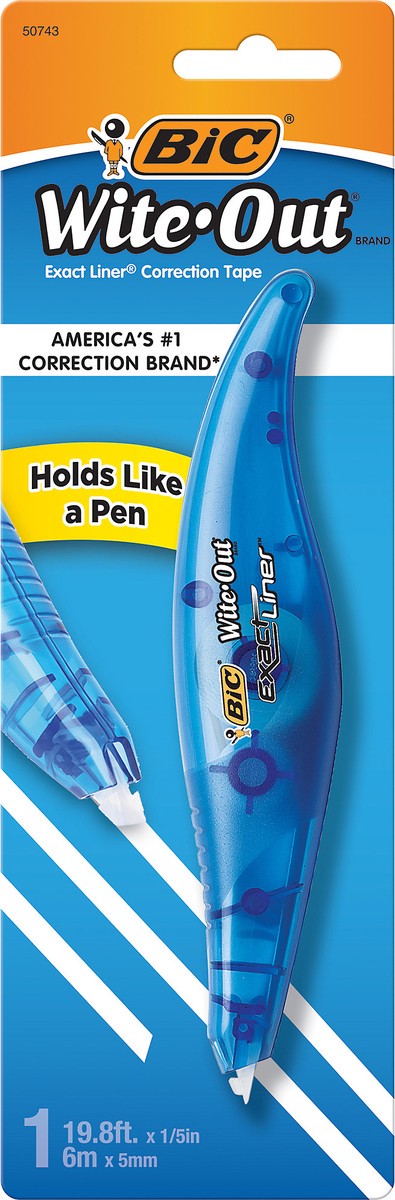 slide 1 of 3, Bic Wite Out Correction Tape Exact Liner, 1 ct