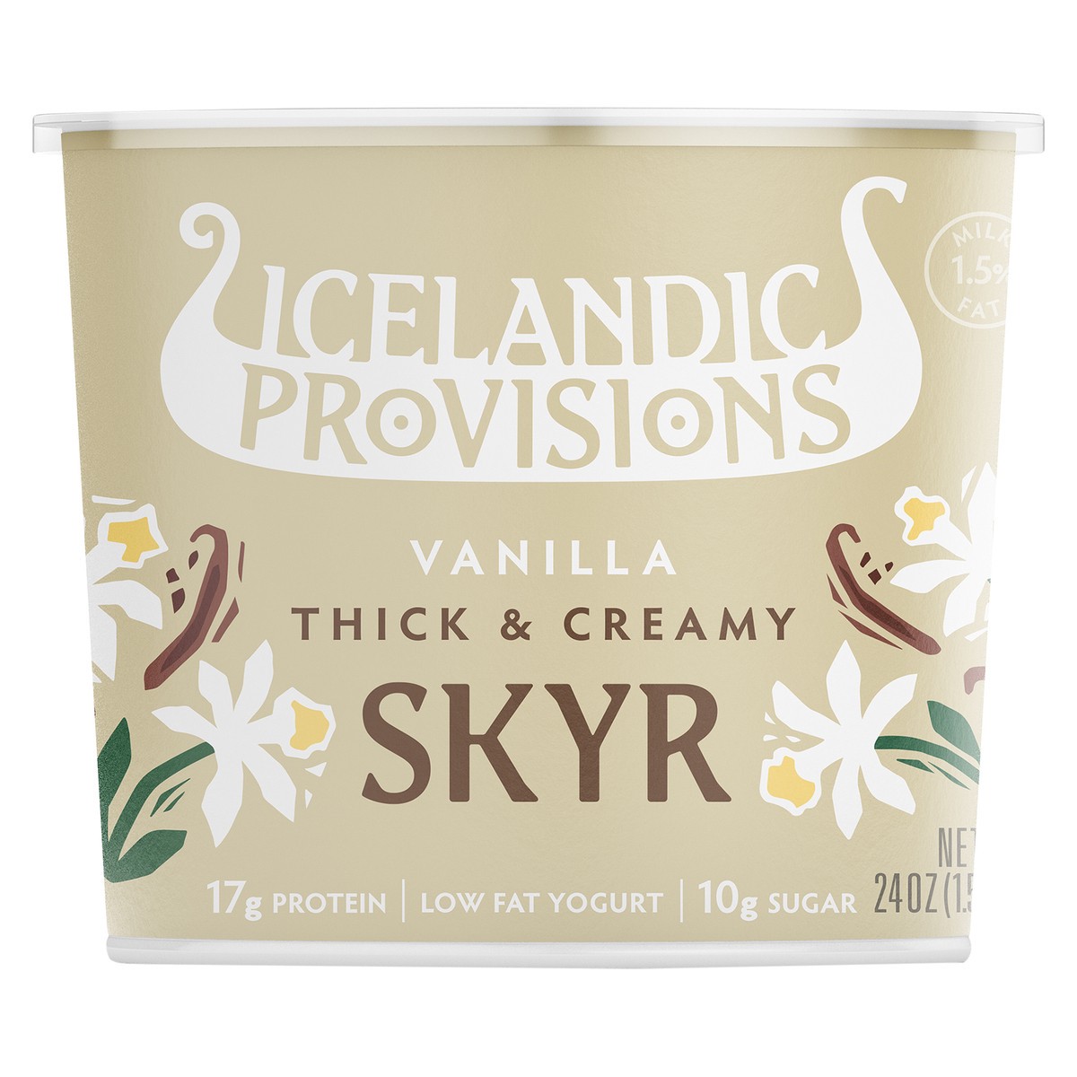 slide 5 of 7, Icelandic Provisions Vanilla Thick & Creamy Low Fat Skyr 24 oz, 24 oz