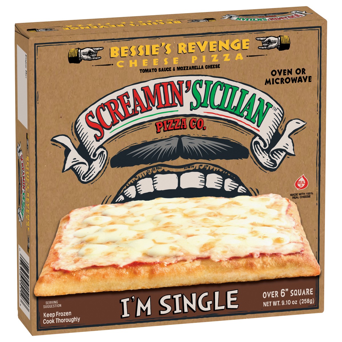 slide 2 of 11, Screamin' Sicilian I'm Single Bessie's Revenge Cheese Pizza 9.10 oz, 9.1 oz