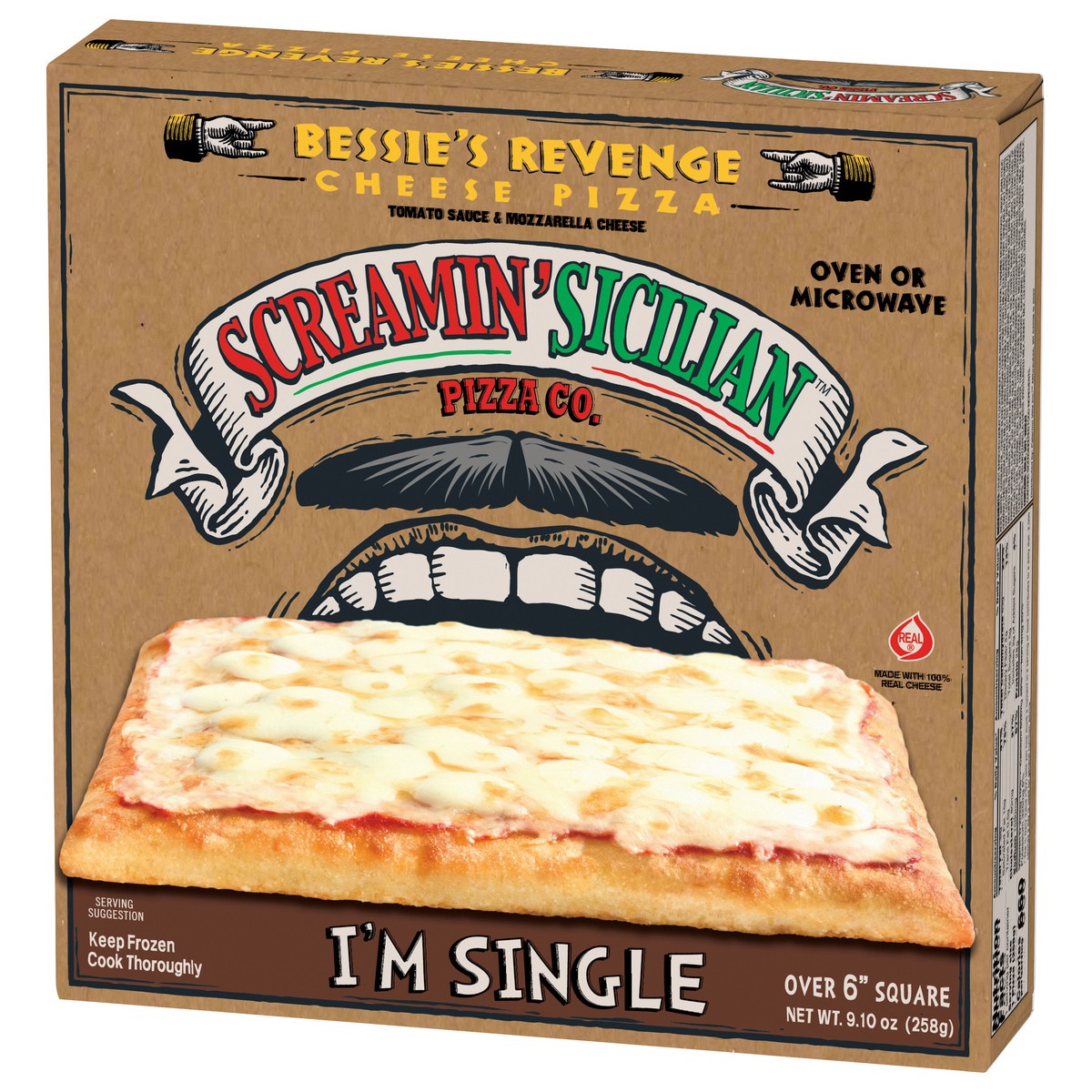 slide 8 of 11, Screamin' Sicilian I'm Single Bessie's Revenge Cheese Pizza 9.10 oz, 9.1 oz