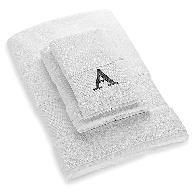 slide 1 of 1, Avanti Silver Block Letter Monogram Letter A'' Turkish Cotton Cuff Hand Towel - White'', 1 ct