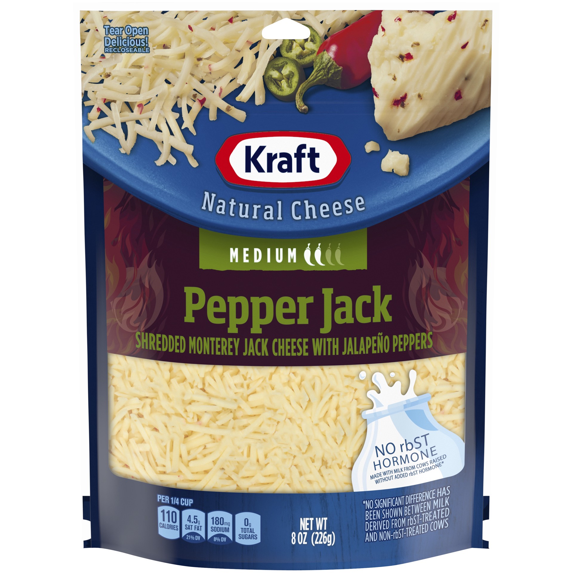 slide 1 of 6, Kraft Pepper Jack Medium Shredded Cheese, 8 oz Bag, 8 oz