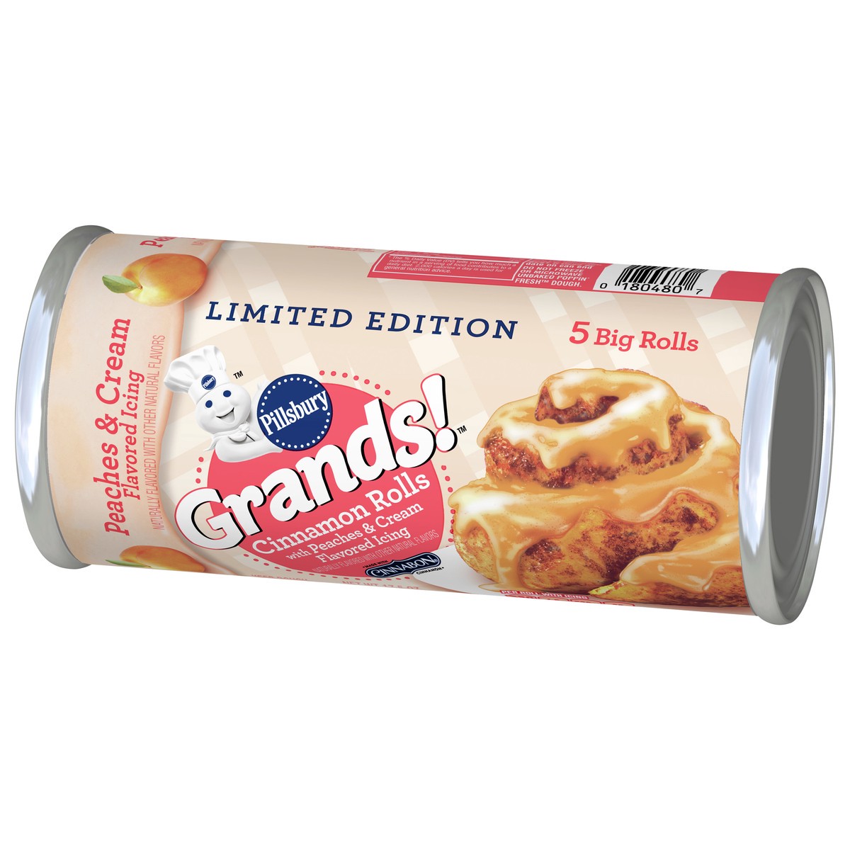 slide 9 of 14, Grands! Cinnamon Rolls With Peaches & Cream Flavored Icing, 5 ct., 17.5 oz., 5 ct