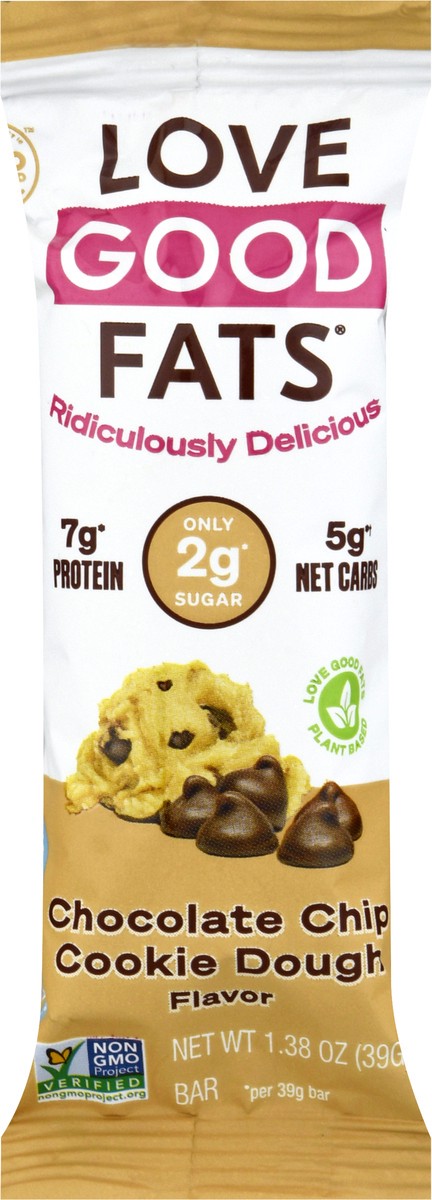 slide 5 of 13, Love Good Fats Chocolate Chip Cookie Dough Flavor Bar 1.38 oz, 1.38 oz