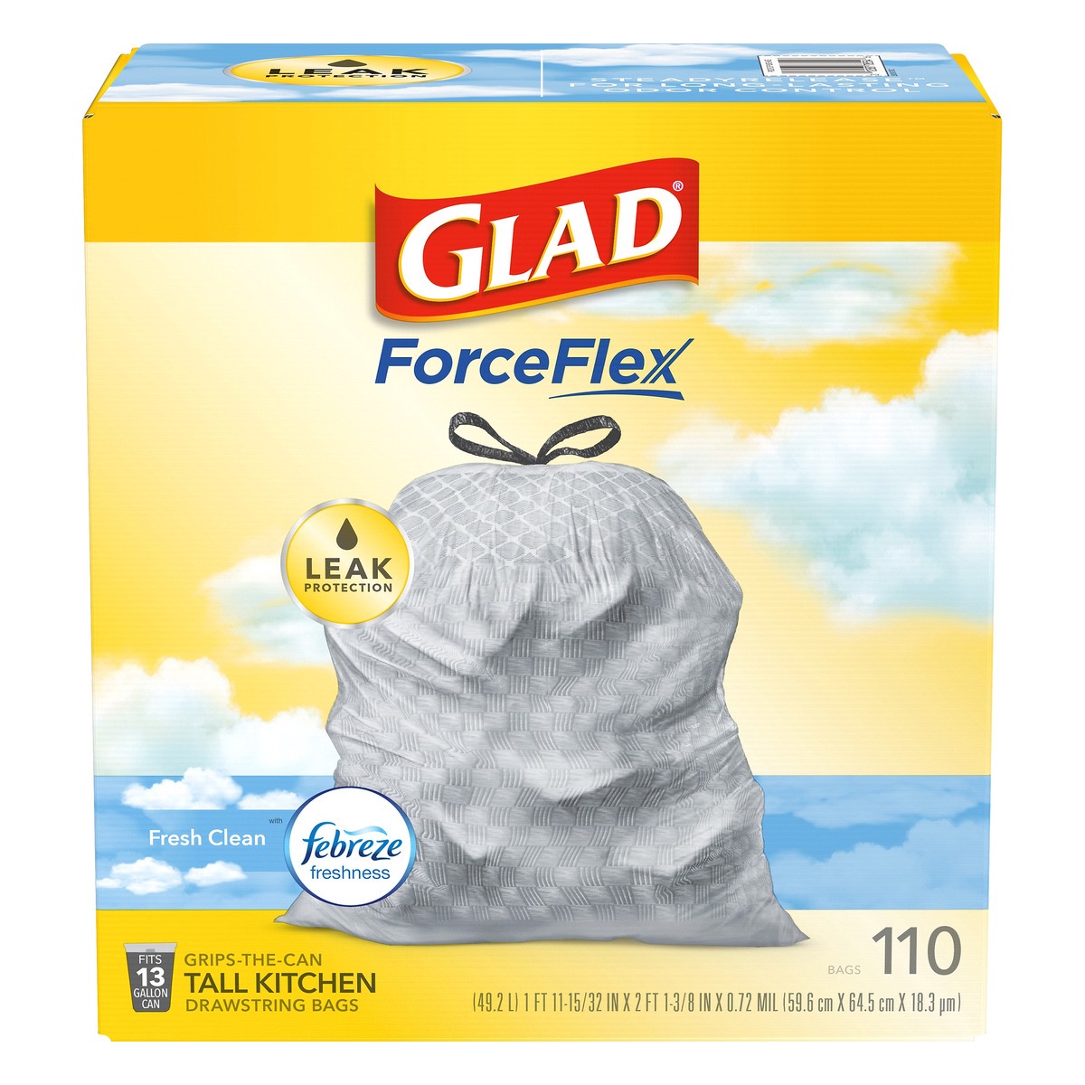 Glad ForceFlex Tall Kitchen Drawstring Trash Bags, 13 Gallon - Shop Trash  Bags at H-E-B