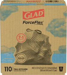 Glad Force Flex Drawstring Fresh Clean Odor Shield 13 Gallon 110ct
