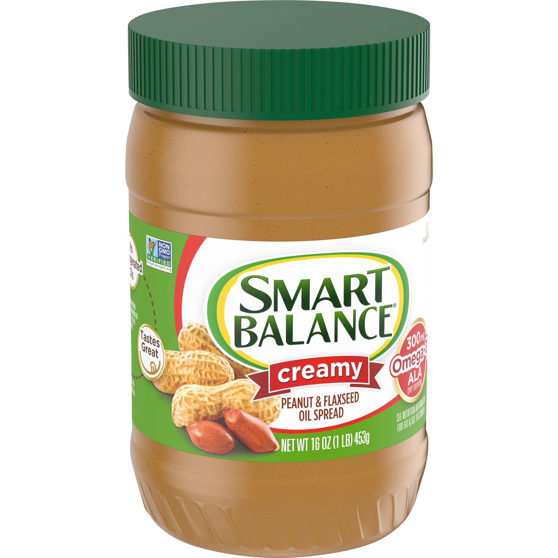 slide 5 of 5, Smart Balance Creamy Peanut & Flaxseed Oil Spread, Peanut Butter Alternative, 16 OZ, 16 oz
