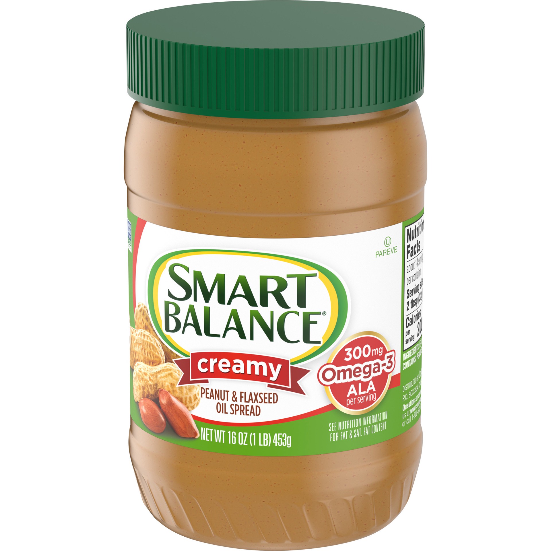 slide 4 of 5, Smart Balance Creamy Peanut & Flaxseed Oil Spread, Peanut Butter Alternative, 16 OZ, 16 oz