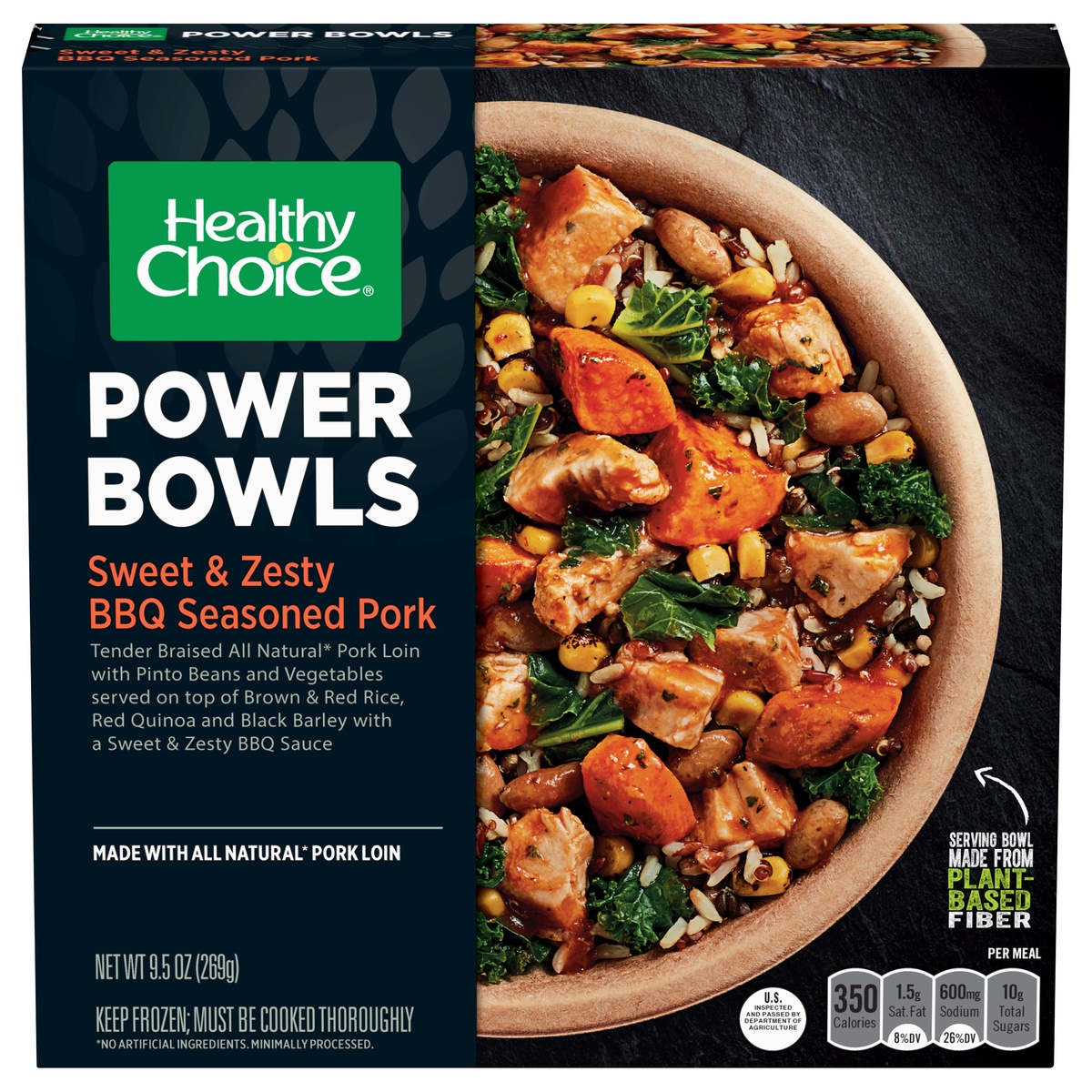 slide 1 of 8, Healthy Choice Sweet & Zesty BBQ Seasoned Pork Power Bowl, 9.5 oz