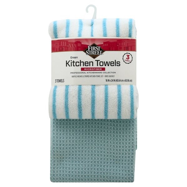 slide 1 of 1, FIRST STREET Kitchen Towels 3 ea, 3 ct
