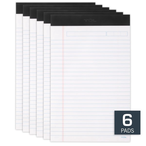 slide 2 of 7, Tul Writing Pads, Junior Size, Narrow Rule, 50 Sheets Per Pad, White, Pack Of 6 Pads, 6 ct