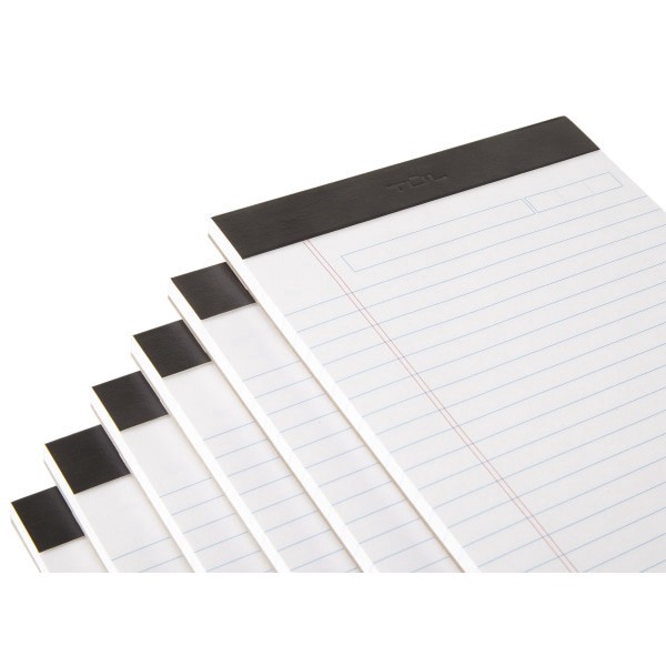 slide 5 of 7, Tul Writing Pads, Junior Size, Narrow Rule, 50 Sheets Per Pad, White, Pack Of 6 Pads, 6 ct