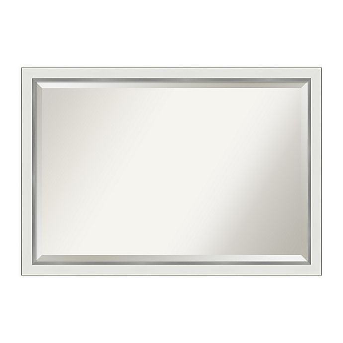 slide 1 of 6, Amanti Art Eva Narrow Framed Bathroom Vanity Mirror - White/Silver, 39 in x 27 in