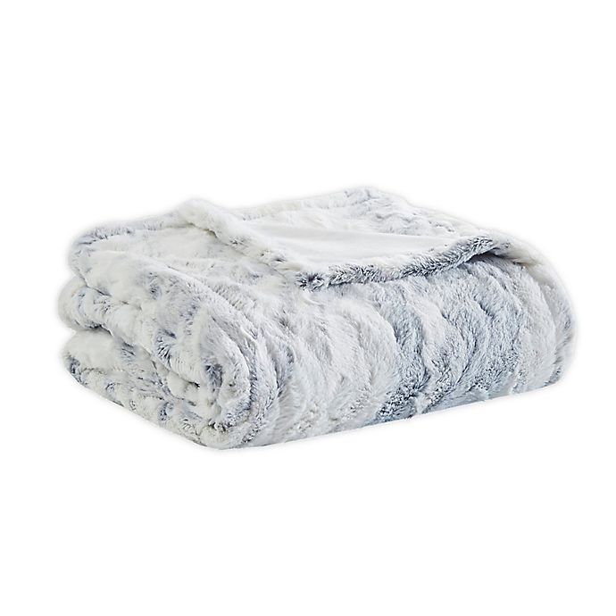 slide 1 of 11, Beautyrest Zuri Oversized Faux Fur Heated Throw - Grey/Blue, 1 ct