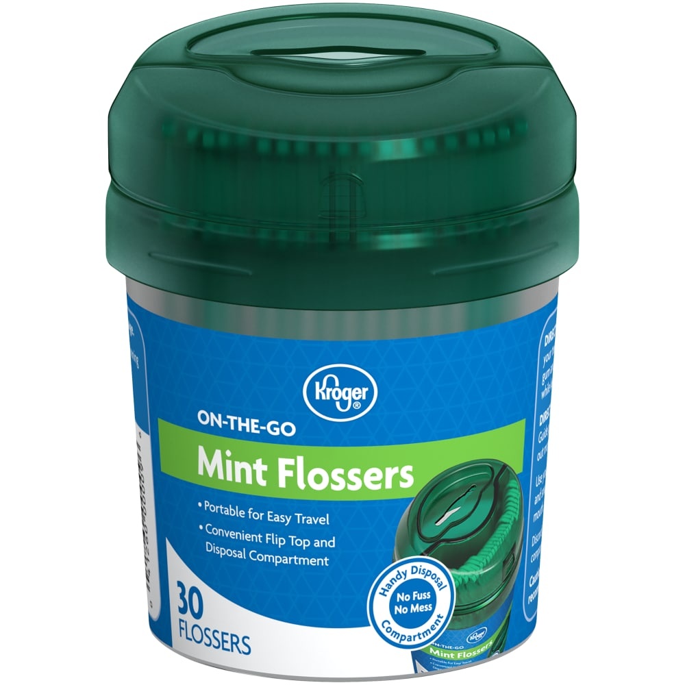 slide 1 of 1, Kroger Mint Flossers On-The-Go Cup, 30 ct