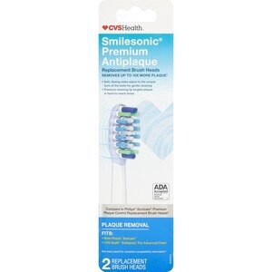 slide 1 of 1, CVS Health Smilesonic Premium Antiplaque Replacement Brush Heads, 2 Ct, 2 ct