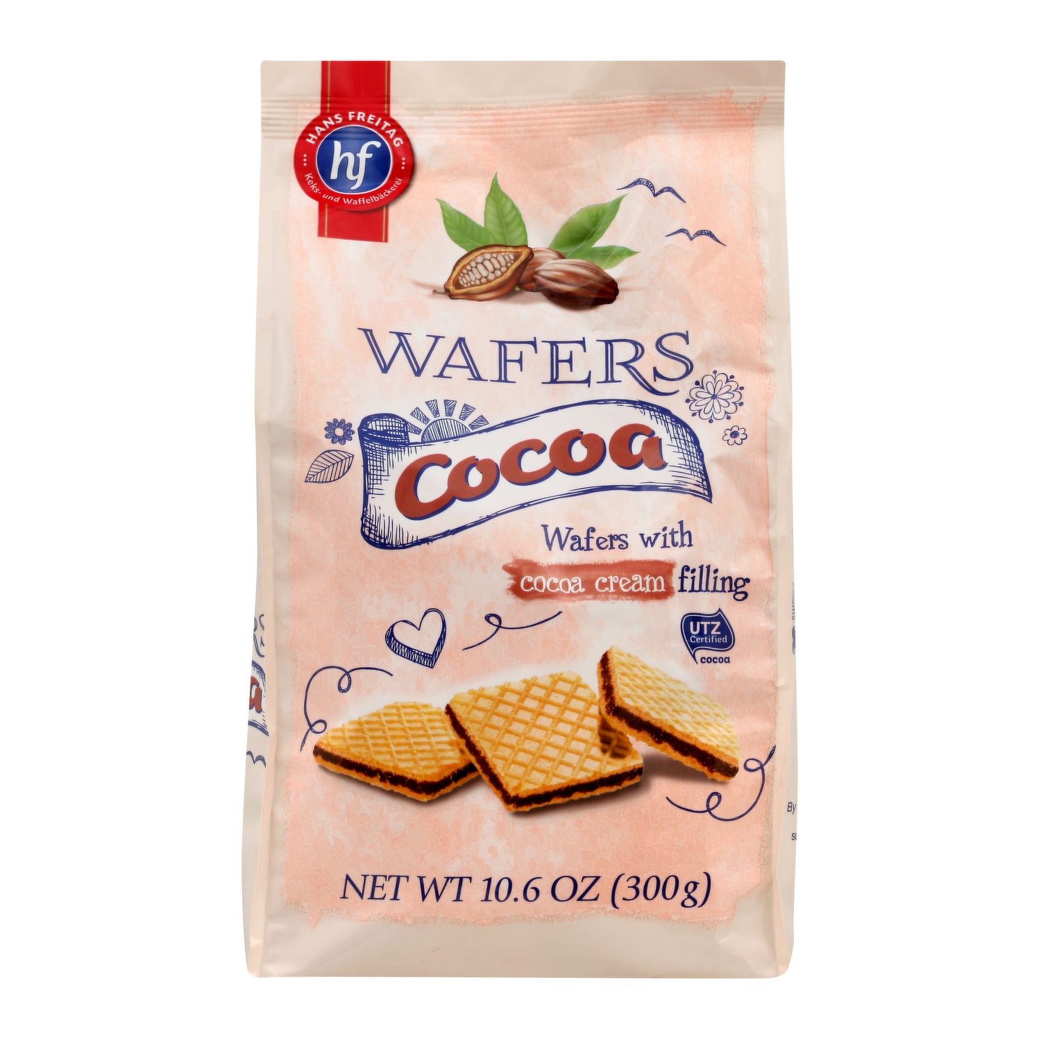 slide 1 of 8, Hans Freitag Cocoa Cookie Waffers, 10.6 oz