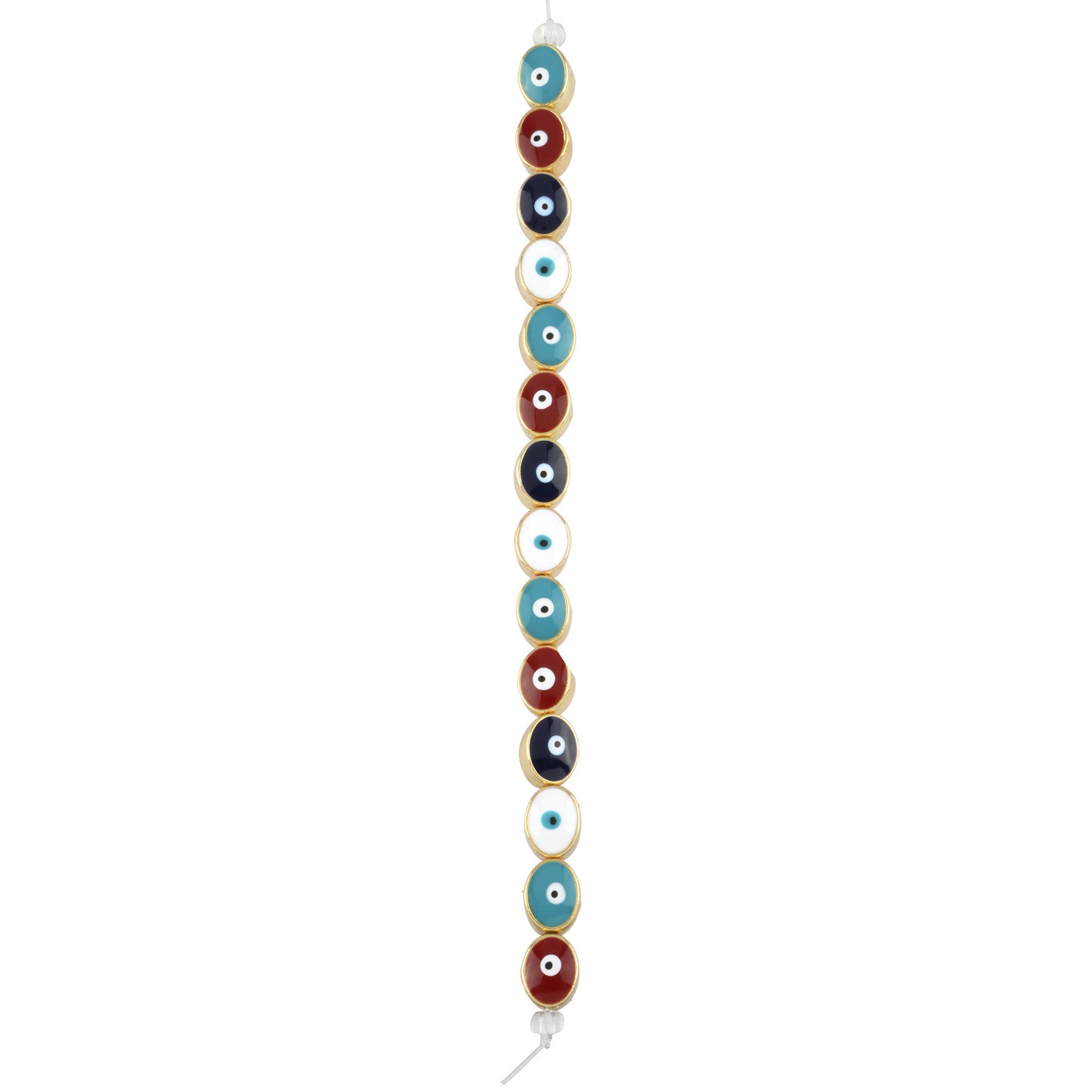 slide 2 of 3, Multicolor & Gold Evil Eye Oval Beads, 9mm By Bead Landing, 9 mm