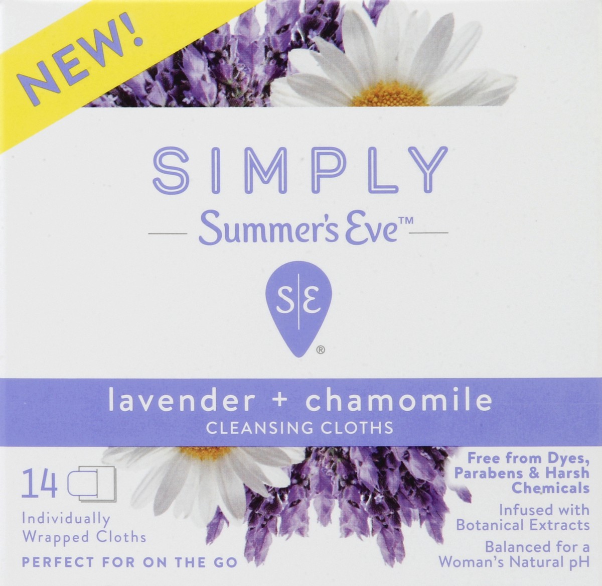 slide 4 of 4, Simply Summer's Eve Lavender Chamomile Feminine Cloth, 14 ct