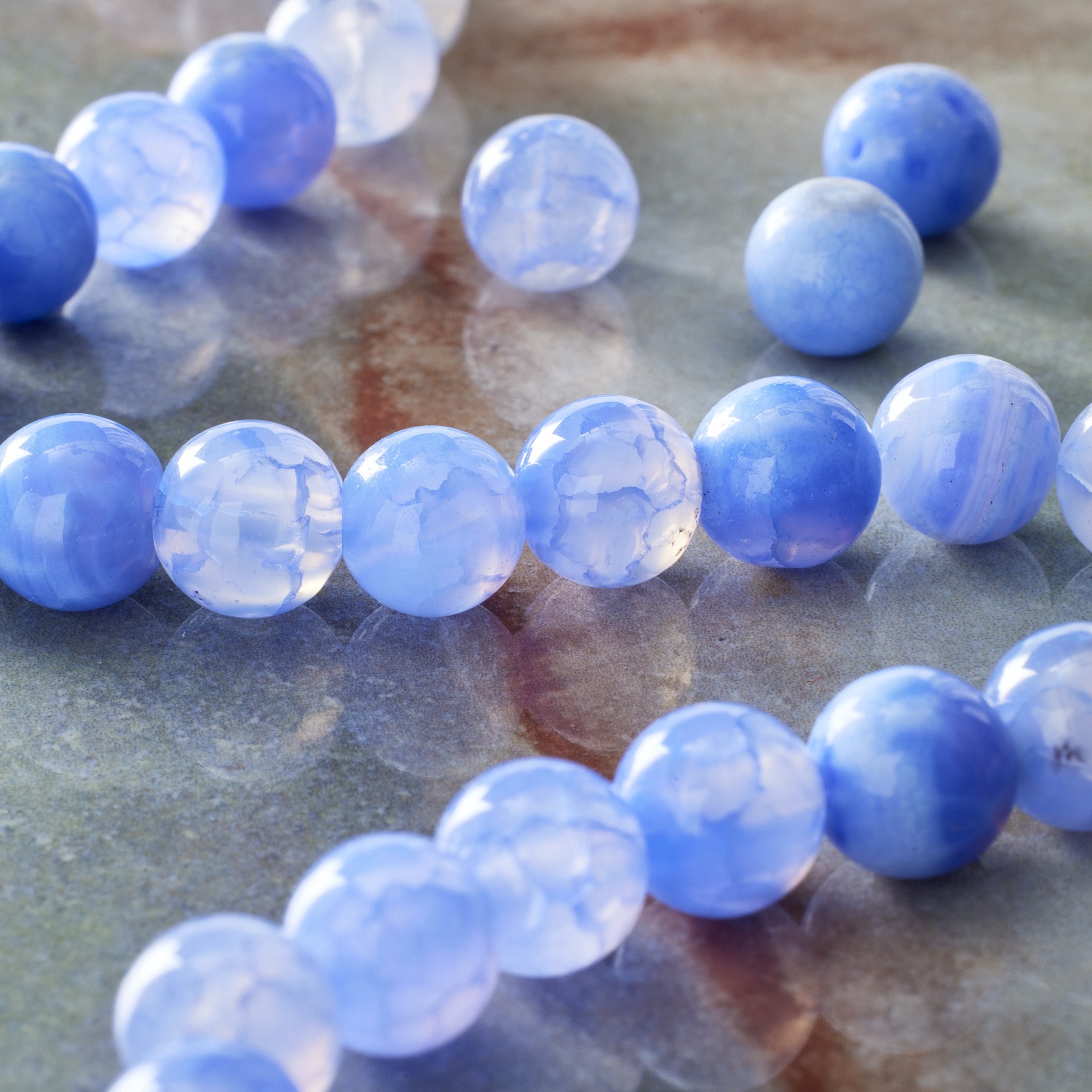slide 3 of 3, Blue Dyed Fire Agate Round Beads, 8mm By Bead Landing, 8mm