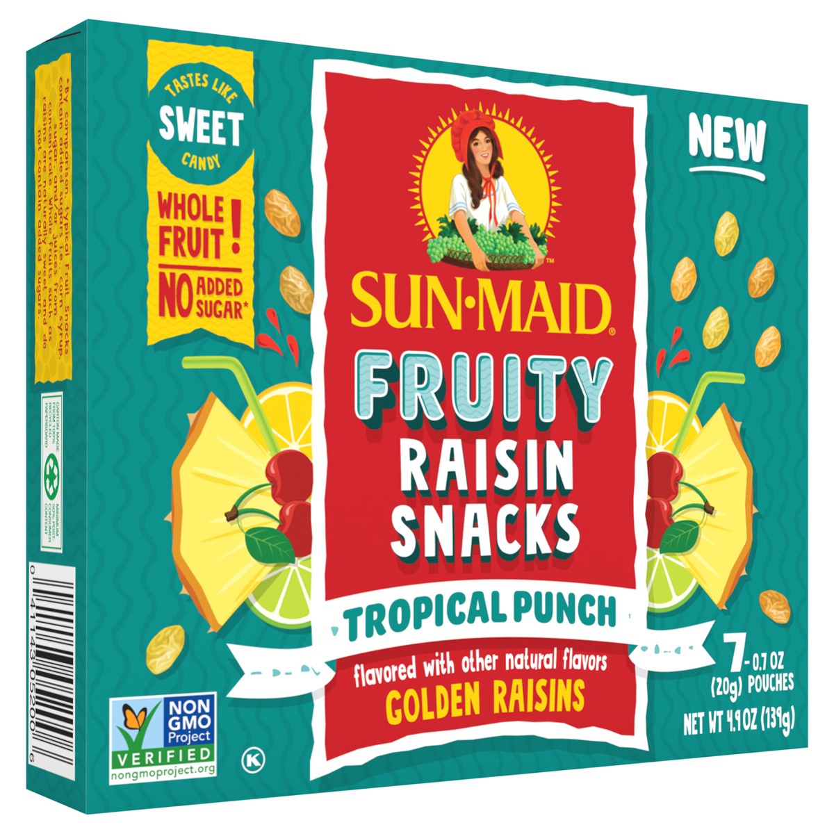 slide 9 of 9, Sun-Maid Fruity Raisin Snacks Tropical Punch 7-Ct Box/.7oz Pouches, 0.07 oz