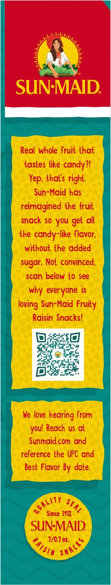 slide 4 of 9, Sun-Maid Fruity Raisin Snacks Tropical Punch 7-Ct Box/.7oz Pouches, 0.07 oz