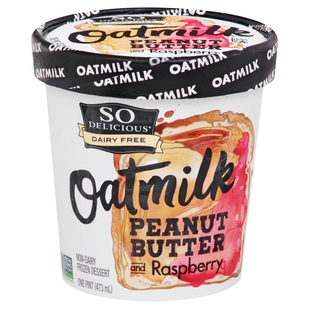 slide 13 of 13, So Delicious Oatmilk Non-Dairy Peanut Butter and Raspberry Frozen Dessert 1 pt, 1 pint