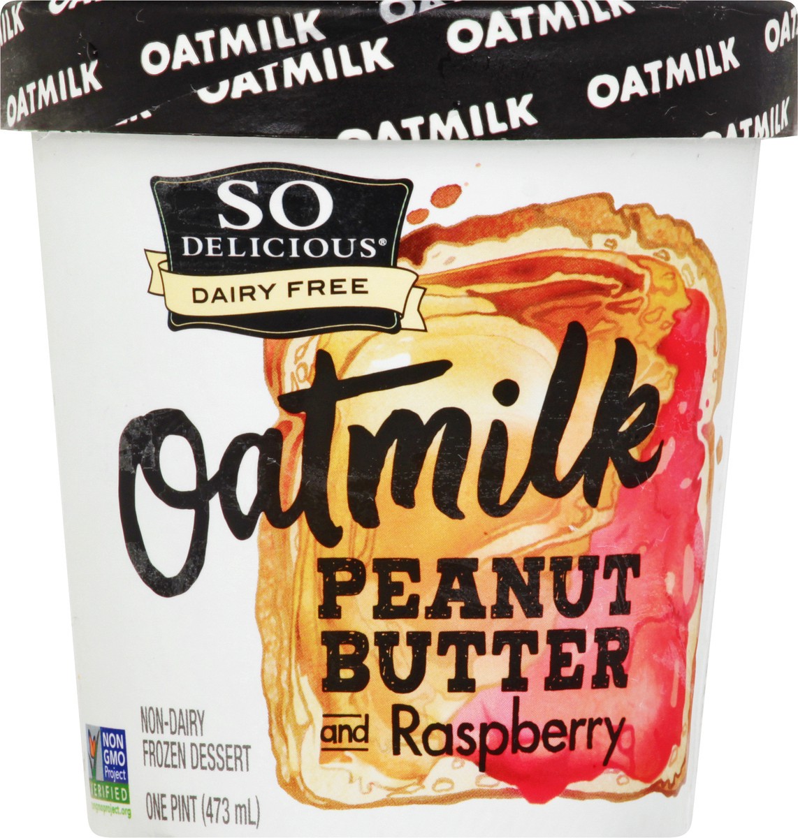 slide 8 of 13, So Delicious Oatmilk Non-Dairy Peanut Butter and Raspberry Frozen Dessert 1 pt, 1 pint