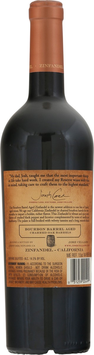 slide 5 of 9, Josh Cellars California Reserve Bourbon Barrel Aged Zinfandel 750 ml, 750 ml