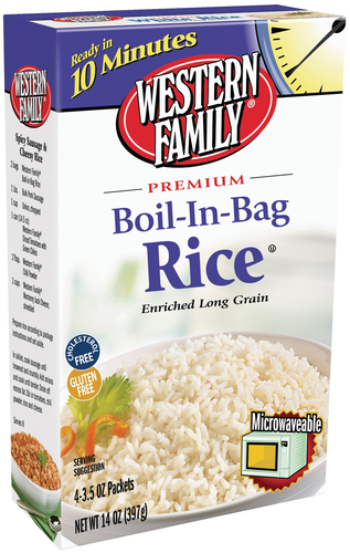 slide 1 of 1, Western Family Boil N Bag Rice, 14 oz