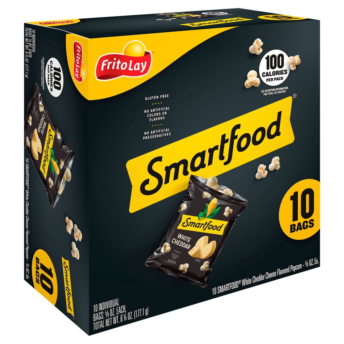 slide 4 of 9, Smartfood Popcorn, White Cheddar Cheese Flavored - 10 ct, 10 ct