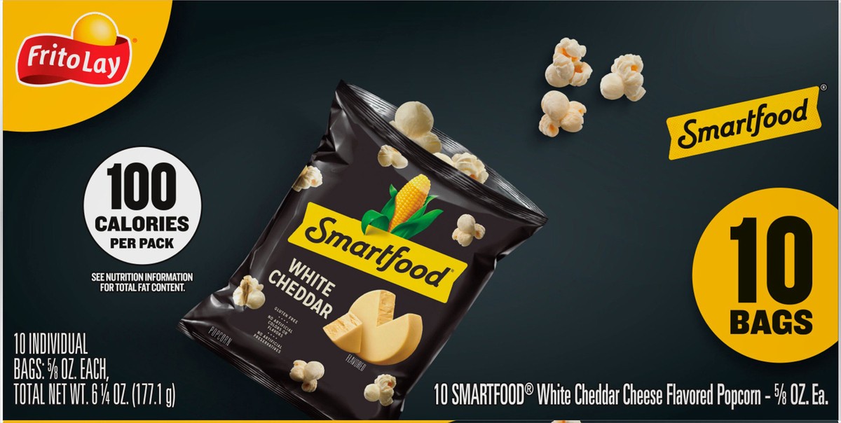 slide 3 of 9, Smartfood Popcorn, White Cheddar Cheese Flavored - 10 ct, 10 ct