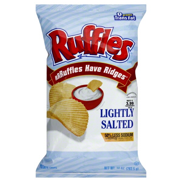 slide 1 of 1, Ruffles Chips Lightly Salted, 10 oz