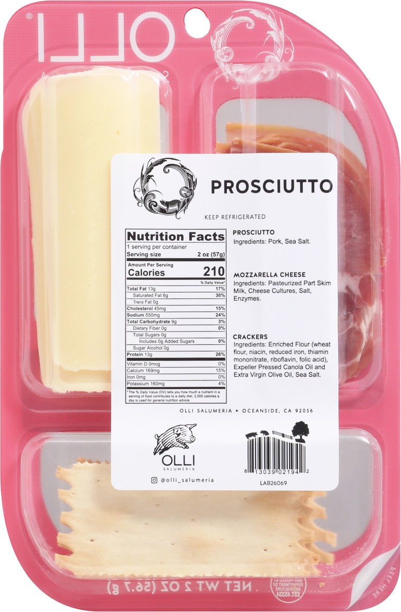 slide 7 of 13, Olli Salumeria Prosciutto, Mozzarella, Crackers Snack Pack 2 oz, 2 oz