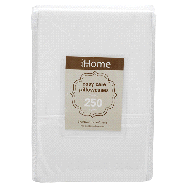 slide 1 of 2, Home Pillowcases 250TC Cotton, Standard, White, 2 ct