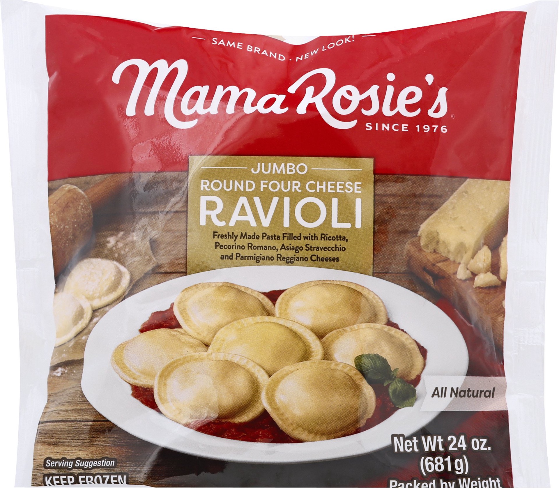 slide 1 of 13, Mama Rosie's Jumbo Round Four Cheese Ravioli 24 oz, 24 oz