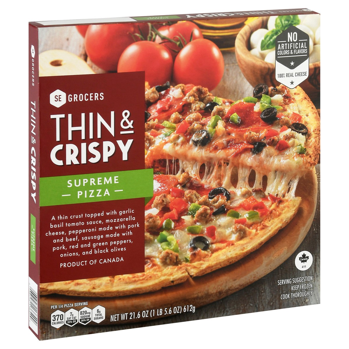 slide 2 of 14, Se Grocers Thin Crst Suprme Pza, 21.6 oz