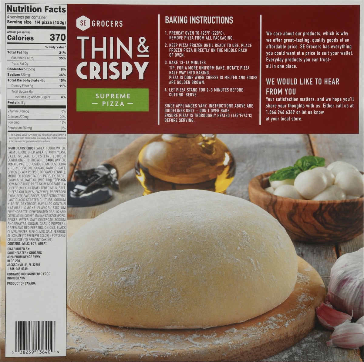 slide 13 of 14, Se Grocers Thin Crst Suprme Pza, 21.6 oz