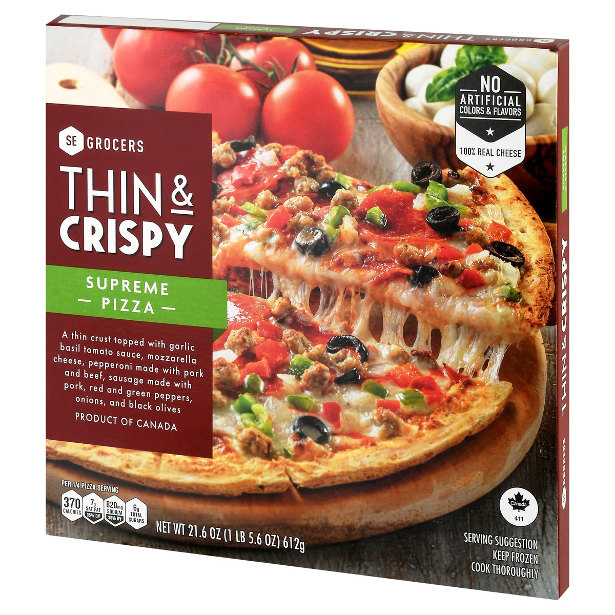 slide 3 of 14, Se Grocers Thin Crst Suprme Pza, 21.6 oz
