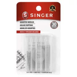 SINGER Assorted Hand Needles with Compact and Needle Threader, 30 Count