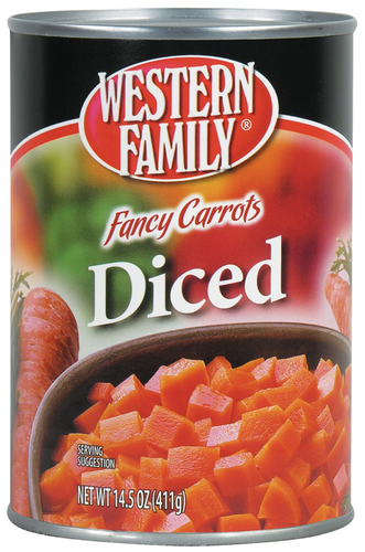 slide 1 of 1, Western Family Fancy Carrots Diced, 14.5 oz