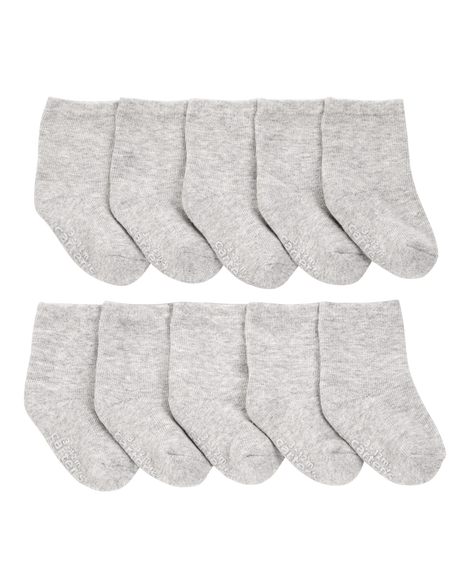 slide 1 of 1, Carter's Baby 10-Pack Crew Socks Grey 12-24, 1 ct