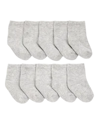 Carter's Baby 10-Pack Crew Socks Grey 12-24