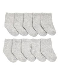 Carter's Baby 10-Pack Crew Socks Grey 12-24